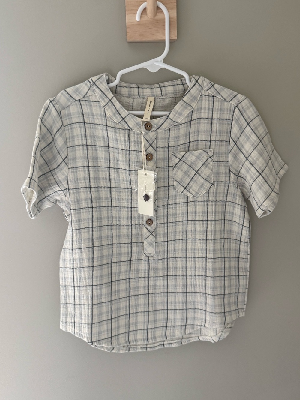 NWT Quincy Mae 4-5 year Boys Blue Plaid Button Shirt